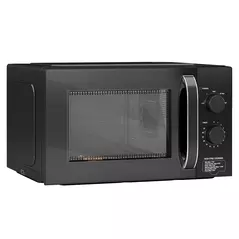 HOMCOM 23L 800W Microwave Oven, Solo Manual Microwave with 5 Power Levels, Defrost, 35 Minutes Timer, Clock, Easy Clean, Small Black Microwave - 1