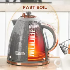 HOMCOM 3kW Rapid Boil Honeycomb Kettle - Grey - 5