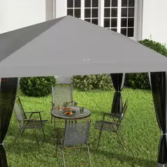 Outsunny 3 x 3 m Pop Up Gazebo, 420D Garden Tent Canopy with Removable Mesh Sidewall Netting, Carry Bag for Garden Patio Outdoor, Light Grey - 7