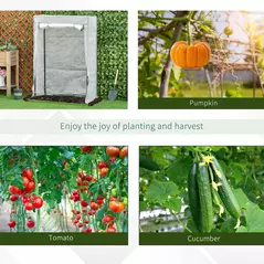 Outsunny 100 x 50 x 150cm Tomato Greenhouse with Roll-up Door, Mini Greenhouse with PE Cover, Outdoor Grow House Small Green House for Yard, Balcony, Garden, White - 6