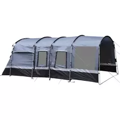 Outsunny 8-Person Camping Tent, Waterproof Family Tent, Tunnel Design, 4 Large Windows, Sleeping Cabins 3000mm Water Column Grey - 1