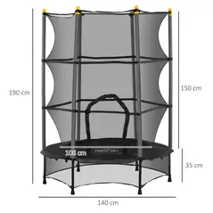 HOMCOM 4.6FT/55" Kids Trampoline with Enclosure Net, Outdoor Indoor Use, for Ages 3-10 Years, Black - 3