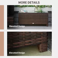 Outsunny PE Rattan Garden Coffee Table with Glass Table Top - Brown - 4