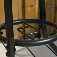 Outsunny Outdoor φ80cm Round Dining Table Tempered Glass Top Steel Frame Bistro Coffee End Side Table Garden w/ Parasol Hole - 9