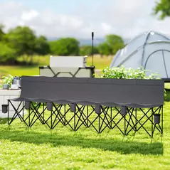 Outsunny 6 Seater Folding Camping Chair with Cup Holder & Carry Bag - Charcoal Grey - 2