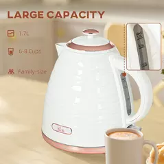 HOMCOM 3kW Rapid Boil Honeycomb Kettle - Cream - 6