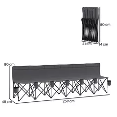 Outsunny 6 Seater Folding Camping Chair with Cup Holder & Carry Bag - Charcoal Grey - 3
