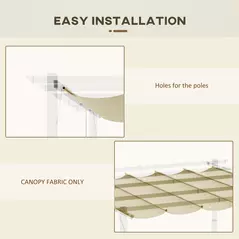 Outsunny Retractable Pergola Cover, 2.55 x 2.5 m Replacement Canopy Fabric for 3 x 3 m Frame, Roof Top Only, Beige - 6