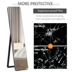 HOMCOM Full Length Mirror, 156 x 37 cm Rectangular Full Body Mirror with Stand, Floor Standing, Hanging or Leaning Against Wall for Bedroom Cloakroom, Black - 7