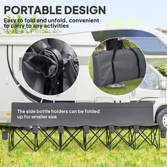 Outsunny 6 Seater Folding Camping Chair with Cup Holder & Carry Bag - Charcoal Grey - 4