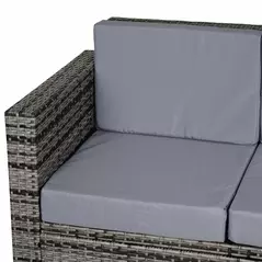Outsunny Rattan Sofa, 2 Seater Garden Furniture with Soft Padded Cushion and Armrests, Wicker Garden Loveseat for Patio, Mixed Grey - 9