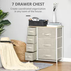 HOMCOM Chest of Drawers with 7 Drawers, Fabric Drawers with Large Storage Space, Drawers Dresser with Metal Frame, Adjustable Feet for Bedroom Living Room, Light Grey - 4