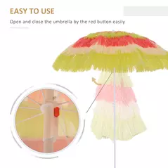 Outsunny 1.6m Garden Hawaii Parasol, Patio Beach Sun Umbrella Sunshade Hawaiian Folding Tilting Crank Parasol (Multicolour) - 7