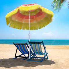 Outsunny 1.6m Garden Hawaii Parasol, Patio Beach Sun Umbrella Sunshade Hawaiian Folding Tilting Crank Parasol (Multicolour) - 2