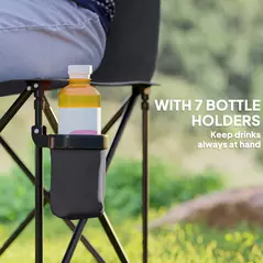 Outsunny 6 Seater Folding Camping Chair with Cup Holder & Carry Bag - Charcoal Grey - 5