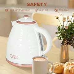 HOMCOM 3kW Rapid Boil Honeycomb Kettle - Cream - 7