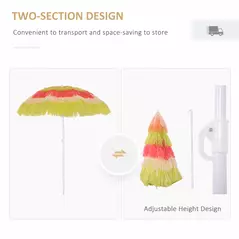 Outsunny 1.6m Garden Hawaii Parasol, Patio Beach Sun Umbrella Sunshade Hawaiian Folding Tilting Crank Parasol (Multicolour) - 5