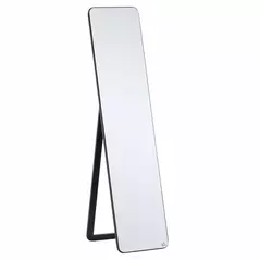 HOMCOM Full Length Mirror, 156 x 37 cm Rectangular Full Body Mirror with Stand, Floor Standing, Hanging or Leaning Against Wall for Bedroom Cloakroom, Black - 1