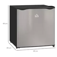 HOMCOM 46 Litre Table Top Mini Fridge, Small Fridge with Ice Box, Reversible Door, Adjustable Temperature and Legs for Bedrooms, Home Office, Silver Tone - 3