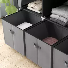 HOMCOM Fabric Wardrobe for Bedroom, Portable Wardrobe with 5 Shelves, 2 Hanging Rails and 3 Fabric Drawers, Foldable Closet, 125 x 43 x 162.5cm, Dark Grey - 9