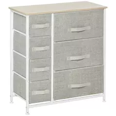 HOMCOM Chest of Drawers with 7 Drawers, Fabric Drawers with Large Storage Space, Drawers Dresser with Metal Frame, Adjustable Feet for Bedroom Living Room, Light Grey - 1