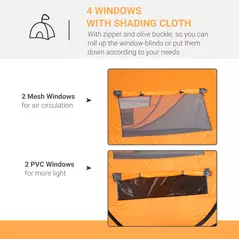 Outsunny 4 Person Pop-up Camping Tent Family Tent with Ground Sheet, 4 Windows and Portable Carry Bag for Beach Outdoor Trip, Orange - 6
