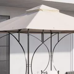 Outsunny 3x3(m) Replacement Gazebo Canopy, Double Tier Roof Top for Garden, Patio, Outdoor, Beige (TOP ONLY) - 8