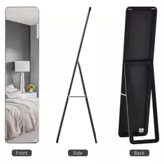 HOMCOM Full Length Mirror, 156 x 37 cm Rectangular Full Body Mirror with Stand, Floor Standing, Hanging or Leaning Against Wall for Bedroom Cloakroom, Black - 5