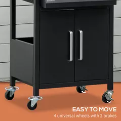 Outsunny 3 Burner Gas BBQ Grill Outdoor Portable Barbecue Trolley w/ Warming Rack, Side Shelves, Storage Cabinet, Thermometer, Carbon Steel, Black - 7