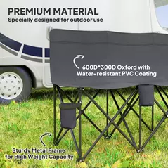 Outsunny 6 Seater Folding Camping Chair with Cup Holder & Carry Bag - Charcoal Grey - 6
