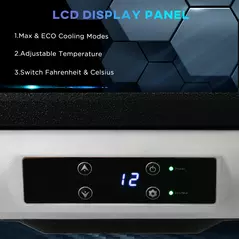 Outsunny 50L Car Refrigerator, Portable Compressor Car Fridge Freezer, Electric Cooler Box with 12/24V DC and 110-240V AC for Camping, Driving, Picnic, Down to -20℃ - 5