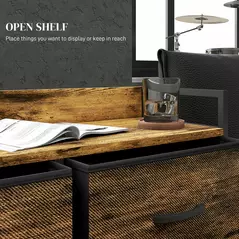 HOMCOM Rustic Chest of Six Fabric Drawers - Rustic Brown - 5