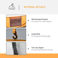 Outsunny 4 Person Pop-up Camping Tent Family Tent with Ground Sheet, 4 Windows and Portable Carry Bag for Beach Outdoor Trip, Orange - 5