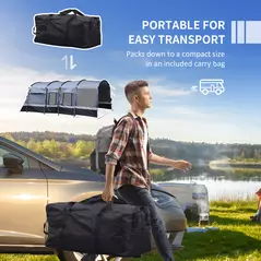 Outsunny 8-Person Camping Tent, Waterproof Family Tent, Tunnel Design, 4 Large Windows, Sleeping Cabins 3000mm Water Column Grey - 6