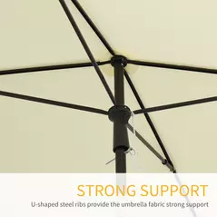 Outsunny 2 x 1.3m Garden Parasol Umbrella, Outdoor Market Table Umbrella with Ruffles & Aluminium Pole, Rectangular Tilting Parasol Sun Shade Canopy, Cream White - 7