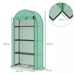 Outsunny Four Shelf Mini Greenhouse - Green - 3