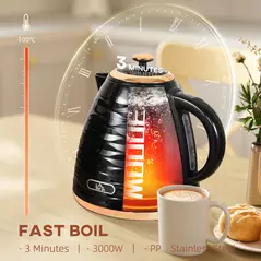 HOMCOM 3kW Rapid Boil Honeycomb Kettle - Black - 5