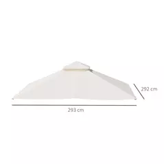 Outsunny 3x3(m) Replacement Gazebo Canopy, Double Tier Roof Top for Garden, Patio, Outdoor, Beige (TOP ONLY) - 3