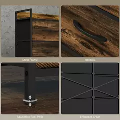 HOMCOM Rustic Chest of Six Fabric Drawers - Rustic Brown - 7