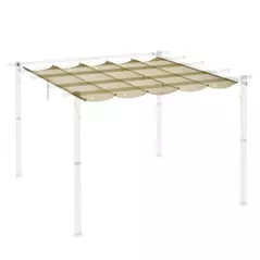 Outsunny Retractable Pergola Cover, 2.55 x 2.5 m Replacement Canopy Fabric for 3 x 3 m Frame, Roof Top Only, Beige - 8