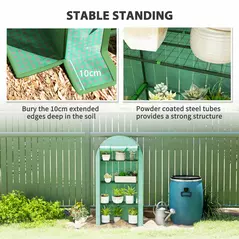 Outsunny Four Shelf Mini Greenhouse - Green - 7