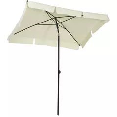 Outsunny 2 x 1.3m Garden Parasol Umbrella, Outdoor Market Table Umbrella with Ruffles & Aluminium Pole, Rectangular Tilting Parasol Sun Shade Canopy, Cream White - 1