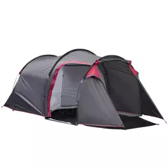 Outsunny 2-3 Person Tunnel Tent with Sewn-in Groundsheet, Air Vents, Rainfly, 2000mm Water Column, Camping Tent with 1 Bedroom, Inbuilt Porch, Living Area for Camping, Hiking, Grey - 1