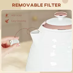 HOMCOM 3kW Rapid Boil Honeycomb Kettle - Cream - 8