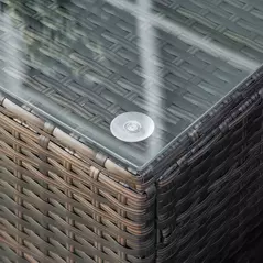 Outsunny PE Rattan Garden Coffee Table with Glass Table Top - Brown - 7