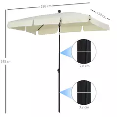 Outsunny 2 x 1.3m Garden Parasol Umbrella, Outdoor Market Table Umbrella with Ruffles & Aluminium Pole, Rectangular Tilting Parasol Sun Shade Canopy, Cream White - 3