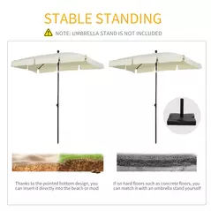 Outsunny 2 x 1.3m Garden Parasol Umbrella, Outdoor Market Table Umbrella with Ruffles & Aluminium Pole, Rectangular Tilting Parasol Sun Shade Canopy, Cream White - 6