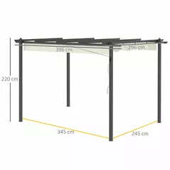 Outsunny 4 x 3(m) Aluminium Pergola with Retractable Roof, Garden Gazebo Canopy Shelter for Outdoor, Patio, Cream White - 3