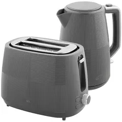 HOMCOM Kettle and Toaster Set, 1.7L 3000W Fast Boil Kettle & 2 Slice Toaster Kitchen Set with 7 Level Browning Controls, Defrost, Reheat, Boil-dry Protection, Grey - 1