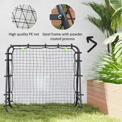 HOMCOM Double Sided Football Rebounder Net, Football Rebound Goal with Five Adjustable Angles, Black - 6